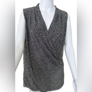 White House Black Market Black and White Drape Blouse